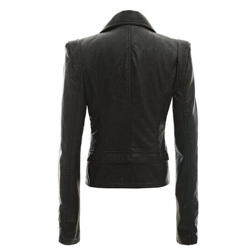 Black leather jacket on a white background