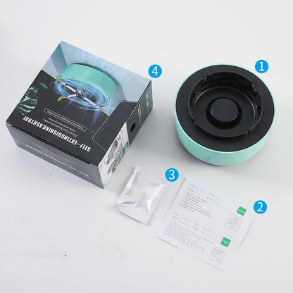 Teal and black product with packaging, sachet, and instructions on a white background