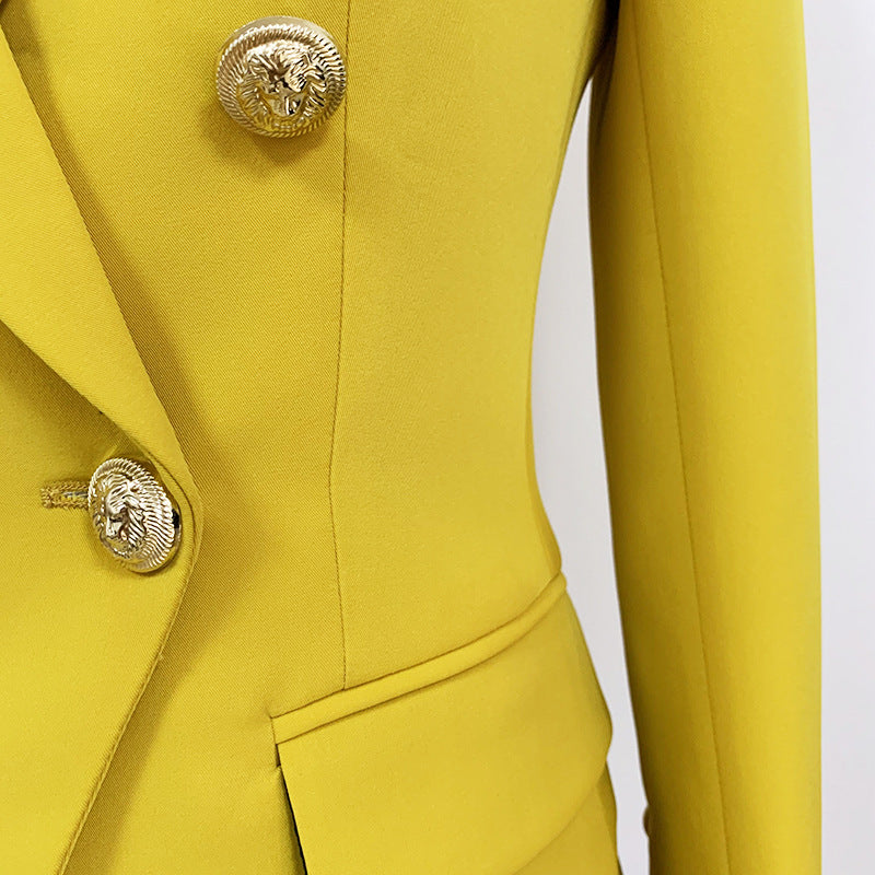 Yellow jacket with gold buttons on a white background