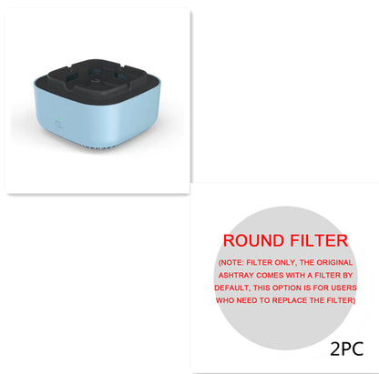 Round filter for an ashtray with text indicating it's a replacement filter option.