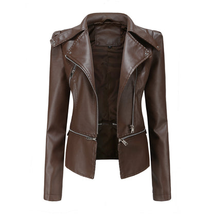 Brown leather jacket on a white background