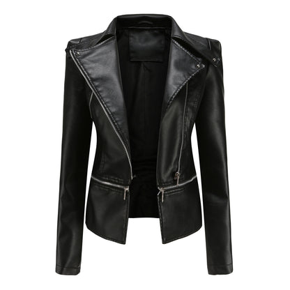 Black leather jacket on a white background