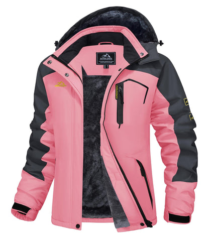 Pink and black jacket with visible brand logo on a white background