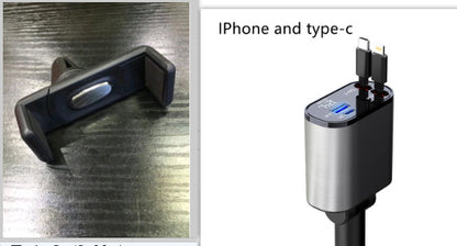 Two electronic devices on a metallic surface and white background, labeled 'Phone' and 'Type-C'.