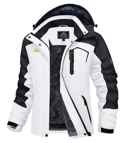 White and black jacket with visible brand logo on a white background