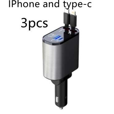 Multi-device charger with USB ports and car adapter on a white background
