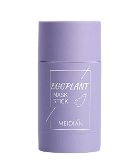 Purple mask stick container with 'Eggplant Mask Stick' text on a white background