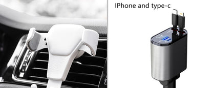 Car air vent mount and USB charger with 'iPhone and type-c' text