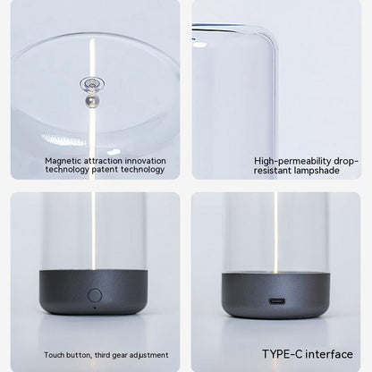 Smart lamp with features highlighted on a white background