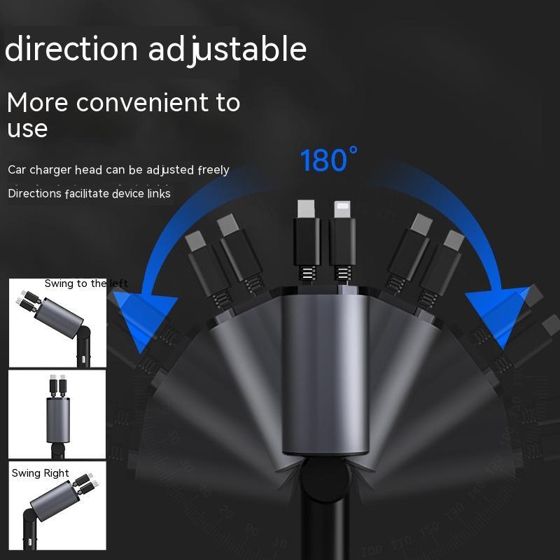 Car charger head with adjustable direction on a dark background
