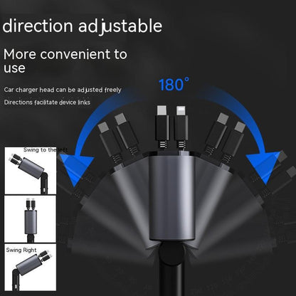 Car charger head with adjustable direction on a dark background